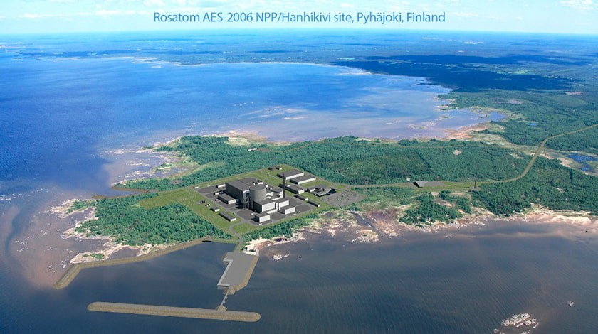 Иллюстрация электростанции Fennovoima Hanhikivi 1, расположенной в Северной Финляндии.