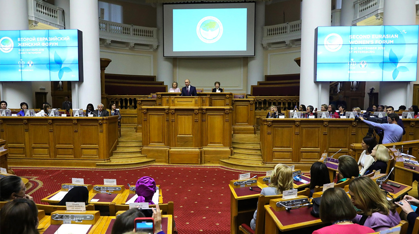 Президент выступил на пленарном заседании Евразийского женского форума в Санкт-Петербурге Фото: © kremlin.ru