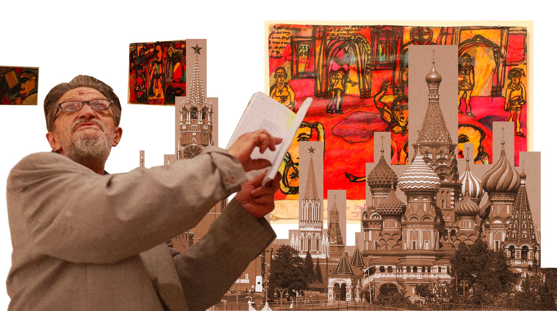 В центре Москвы прошла выставка рисунков Валерия Исаянца «Орфей причаливает в ад» Коллаж: © Daily Storm