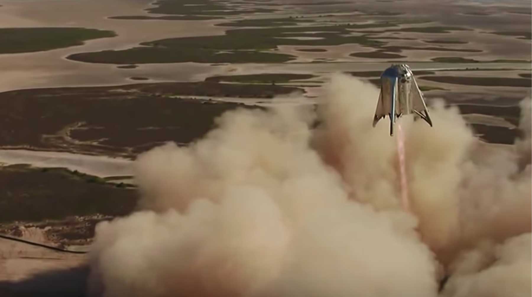 Компания SpaceX провела второй тестовый запуск прототипа космического корабля Starship, полет продолжался 57 секунд Скриншот: © Daily Storm