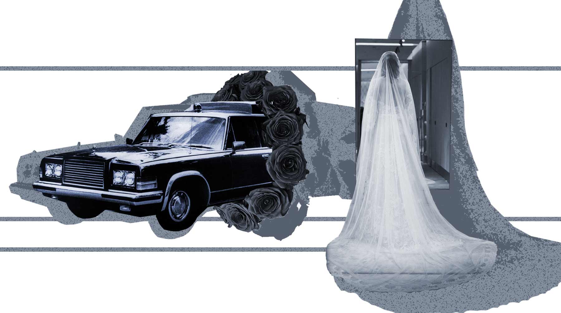 Журналистка и режиссер поженились в пятницу, 13-го, а их свадебным автомобилем стал ритуальный с золотыми кольцами Коллаж: © Daily Storm