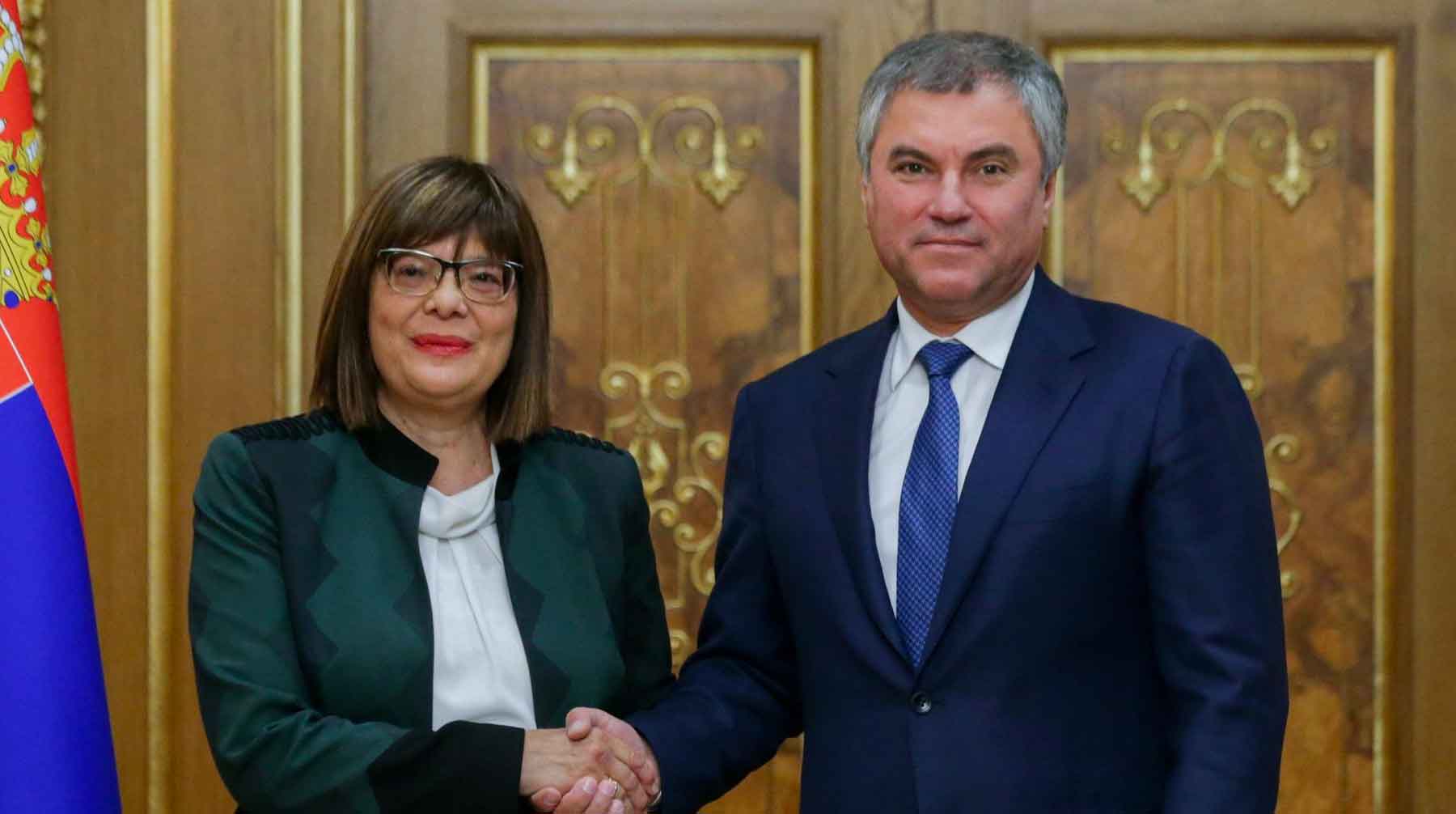 Председатель Госдумы с сербской коллегой также откроют заседание межпарламентской комиссии Майя Гойкович и Вячеслав Володин