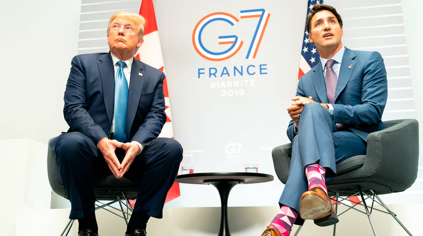 Россия остается «разрушительной силой», заявил Джастин Трюдо Джастин Трюдо  и Дональд Трамп на саммите G7 во Франции