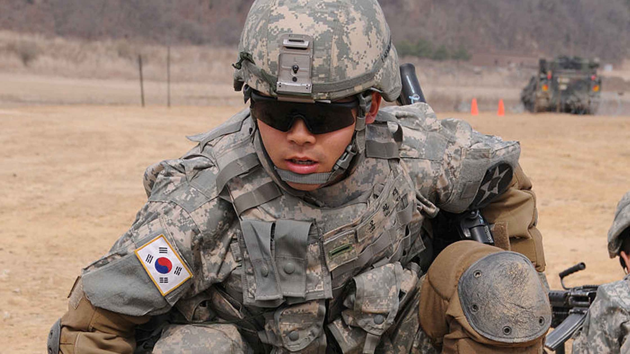 Южнокорейский солдат на тренировке по программе KATUSA
