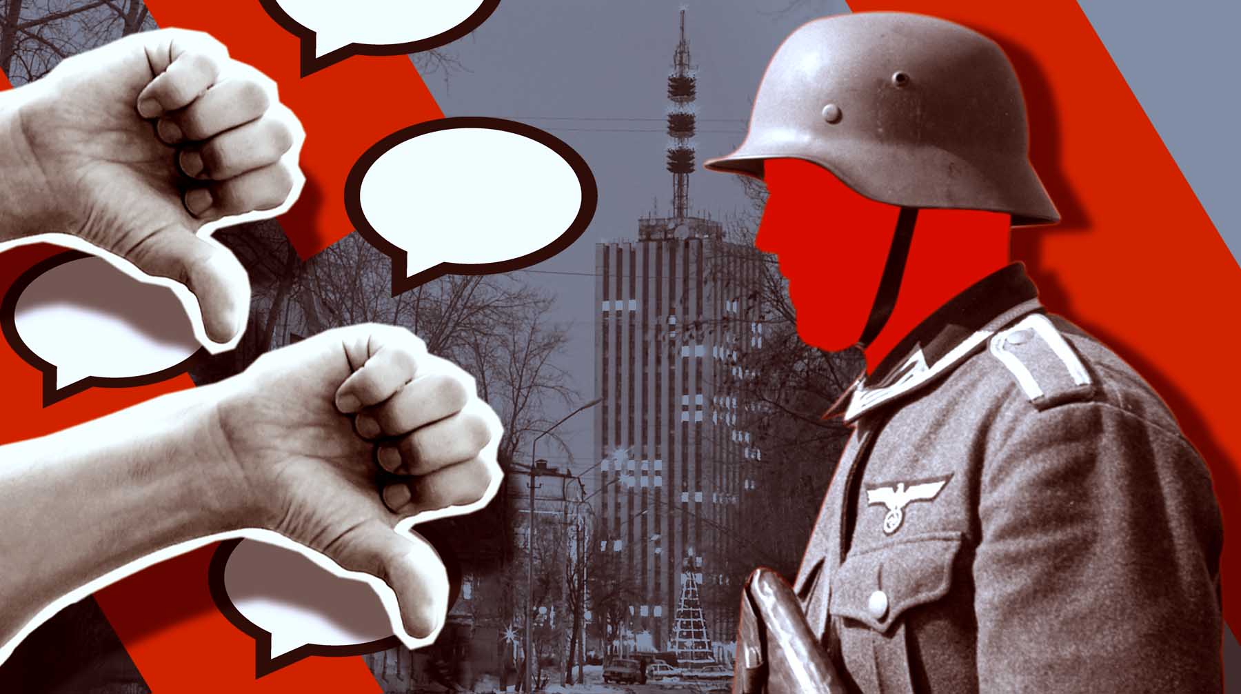 «Но если все хотят играть бойцов Красной армии, кто же будет играть немцев?» — спрашивают организаторы Коллаж: Daily Storm
