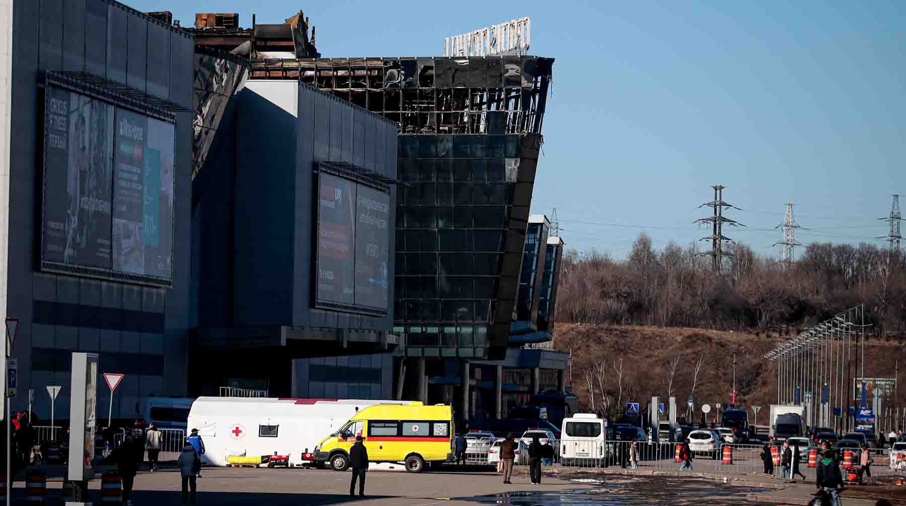 Здание «Крокус Сити Экспо» после теракта