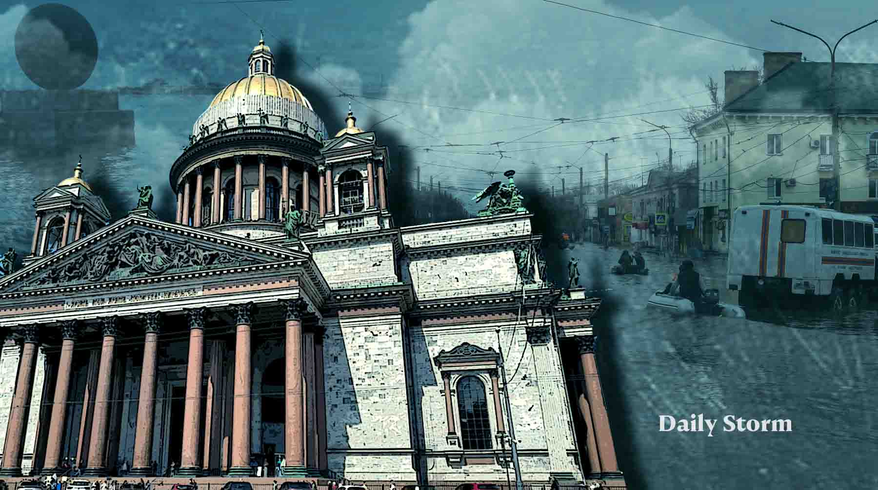 В Сестрорецке затопило парк и парковки Коллаж: Daily Storm