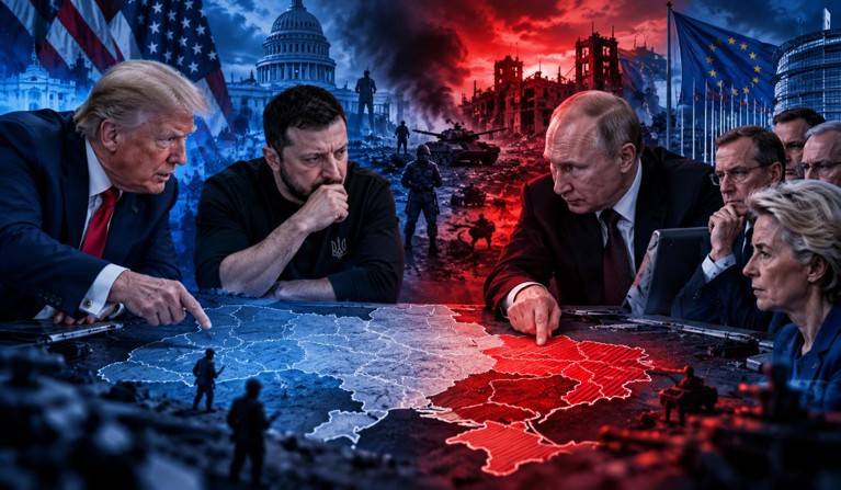 Соглашение объединит прекращение огня, территориальные договоренности, гарантии безопасности Украине и экономические стимулы. Коллаж: Daily Storm